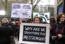 Basic rights were under attack on all fronts yesterday. Picture above shows demonstration in support of the jailed WikiLeaks founder Julian Assange outside Westminster Magistrates Court where he was bailed but not immediately freed