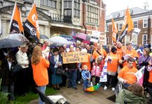 GMB members and service users lobbying Barnet Council against cuts and privatisation