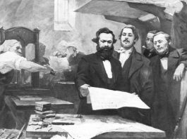 Marx and Engels in the printshop of the ‘Neue Rheinishe Zeitung’
