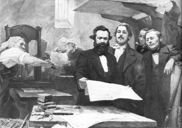 Marx and Engels in the printshop of the ‘Neue Rheinishe Zeitung’