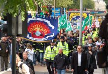 A section of the RMT demonstration to the TUC on October 23 last year demanding action against the coalition government’s cuts