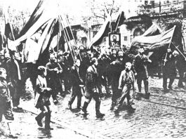 The masses march to the Winter Palace in what was then Petrograd in 1905. Troops opened fire on them beginning the 1905 revolution