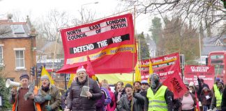 The North-East London Council of Action marching to keep Chase Farm Hospital open – Tory-LibDem coalition plans spell