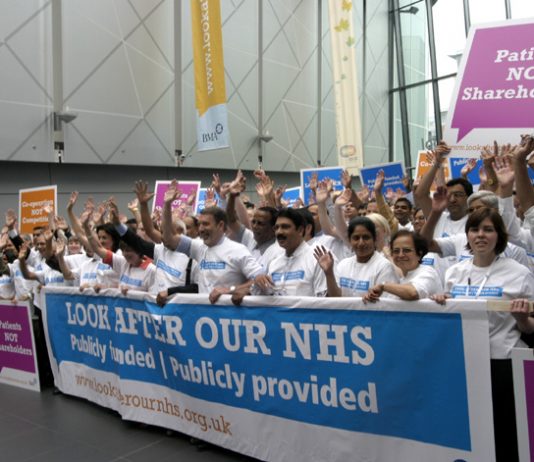 The BMA demonstrating against the privatisation of the NHS