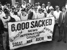 Print workers organised a march from Glasgow to London launched on April 5th, 1986 to defend their jobs