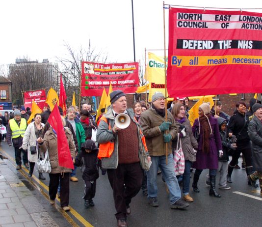 North East London Council of Action demonstration in Enfield last month demanding that Chase Farm Hospital be kept open