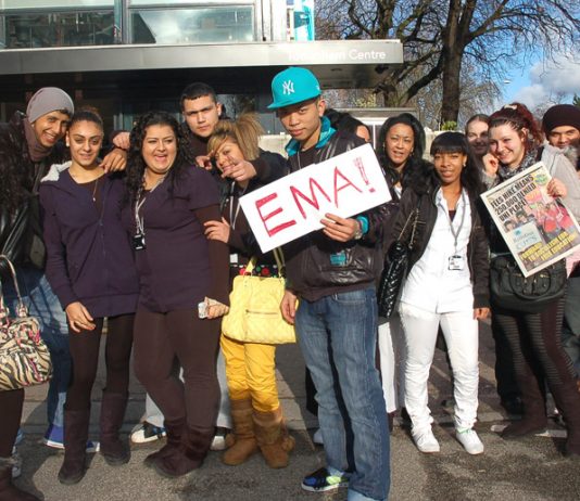 Students at Tottenham College demonstrate on January 18 against the stopping of their Education Maintainence Allowance
