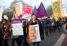 Students on Saturday’s demonstration in Manchester against cuts and tuition fees demand that the government be brought down