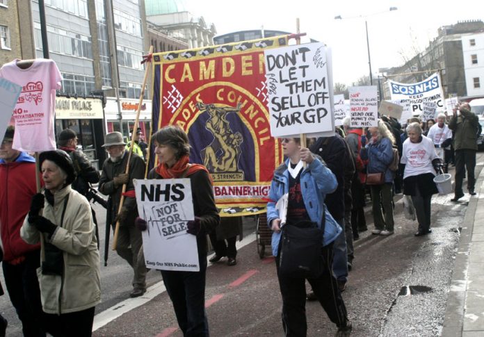 Marching against the privatisation of GP surgeries in Camden