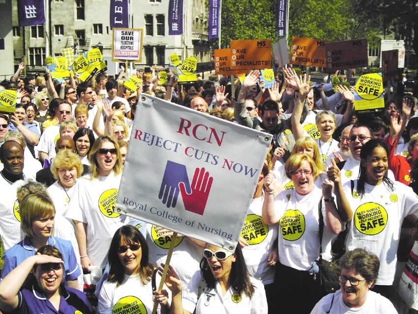 Members of the Royal College of Nursing (RCN) rallying in Westminster, demanding ‘Reject Cuts Now’
