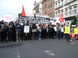 A section of the London demonstration in June 2009 following the massacre of thousands of Tamils by the Sri Lankan army