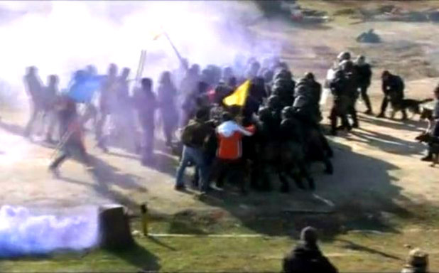 A scene from the military-police civil war exercise in Kilkis, Greece