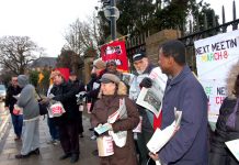 A section of yesterday morning’s picket of Chase Farm Hospital