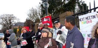 A section of yesterday morning’s picket of Chase Farm Hospital