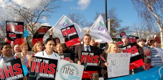 Unison leader DAVE PRENTIS at a ‘Keep the NHS Working’ rally in Kingston in 2007