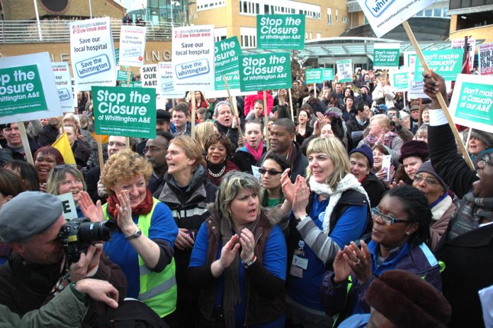 Thousands of workers rallied last year outside Whittington Hospital in north London to stop it from closing. Now the government is threatening to close NHS hospitals up and down the country