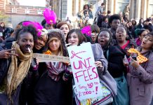 Students demonstrating in London against £9,000 tuition fees