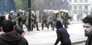 Greek youth confront the hated Greek riot police