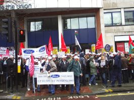 Coalition Prepares Summer War Over Pensions Visteon workers lobby the Unite head offices demanding action to defend their pensions