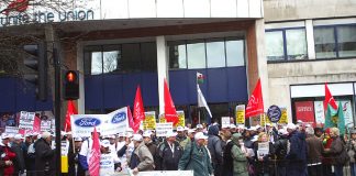 Visteon workers lobby the Unite head offices demanding action to defend their pensions
