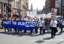 BMA members determined to defend the NHS on a march to defend the Welfare State in April last year