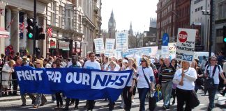 BMA members determined to defend the NHS on a march to defend the Welfare State in April last year