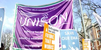 Lecturers and students were supported by other trades unions on the January march in Manchester