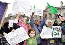 Libyan women took part in last Saturday’s TUC demonstration and urged British workers to stop the war on their country