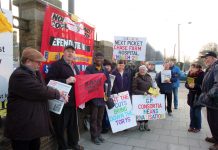 The early morning picket outside Chase Farm Hospital