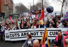 St George’s Hospital workers on the TUC March 26 demonstration – completely opposed to the Health and Social Care Bill