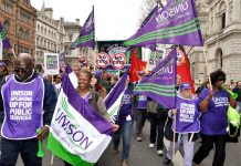 40,000 Unison members took part in the recent March 26 TUC demonstration  – Unison is calling for the Health Bill to be scrapped