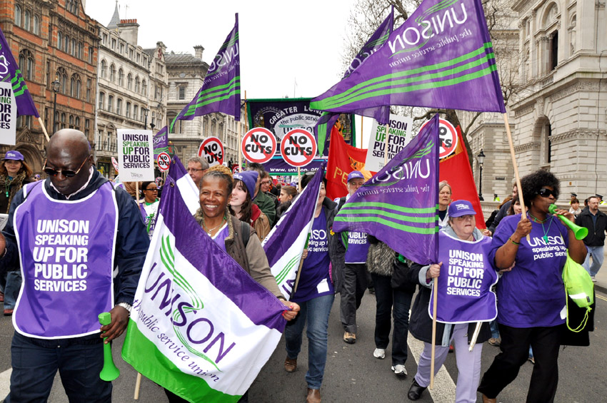 40,000 Unison members took part in the recent March 26 TUC demonstration  – Unison is calling for the Health Bill to be scrapped