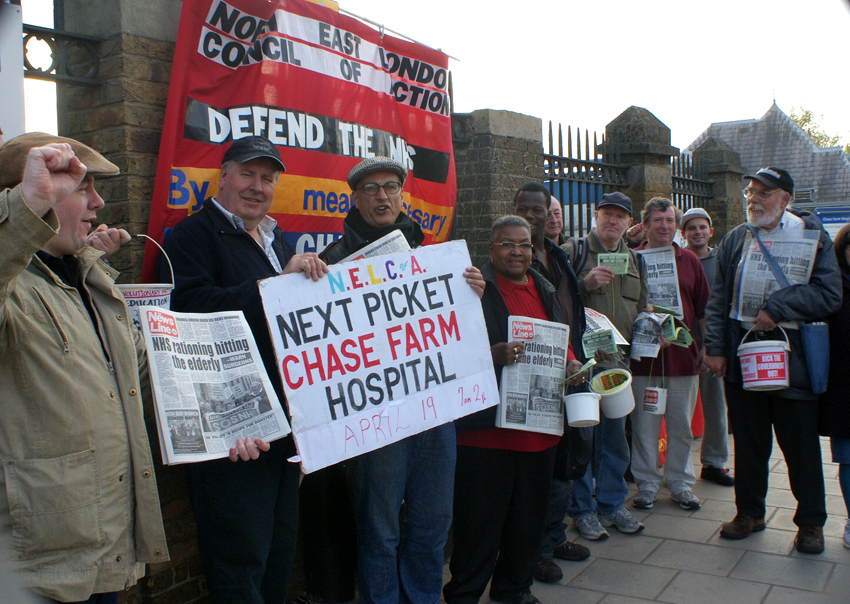 Picket outside Chase Farm Hospital early on Tuesday morning