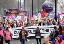 The 500,000-strong TUC demonstration on March 26, with the lead banner insisting ‘cuts are not the cure’