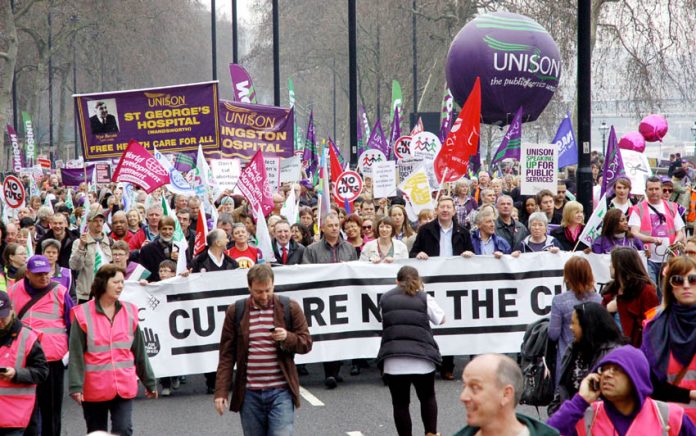 The 500,000-strong TUC demonstration on March 26, with the lead banner insisting ‘cuts are not the cure’