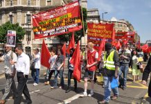 The WRP and YS contingent on yesterday’s May Day march in London