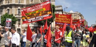 The WRP and YS contingent on yesterday’s May Day march in London