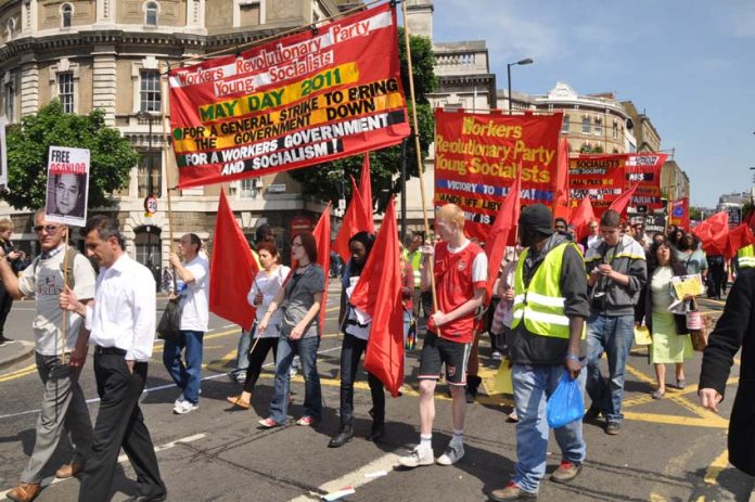 The WRP and YS contingent on yesterday’s May Day march in London