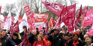 Postal workers and their supporters rallying against the privatisation of Royal Mail  in January – now a new wave of post office closures is planned