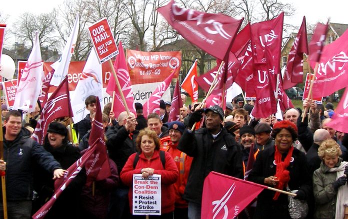 Postal workers and their supporters rallying against the privatisation of Royal Mail  in January – now a new wave of post office closures is planned