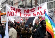 Marchers in London demanding the NHS is not privatised