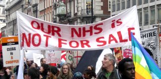 Marchers in London demanding the NHS is not privatised