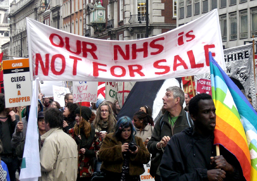 Marchers in London demanding the NHS is not privatised