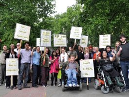 Lively contingents from Tower Hamlets with the Disability Coalition and Disability Information Training