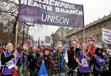 Blackpool Health Unison members on the 500,000-strong TUC march against cuts on March 26