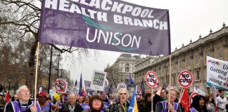 Blackpool Health Unison members on the 500,000-strong TUC march against cuts on March 26