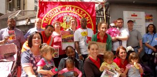 ‘Keep Our Nursery Open’, demanded protesting postal workers outside Mount Pleasant Mail Centre yesterday lunchtime