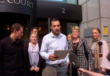 PAUL KING, stepson of Ian Tomlinson, addressing the press outside the office of the Crown Prosecution Service yesterday