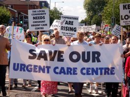 Demonstration in Cheshunt to stop the closure of the Urgent Care Centre