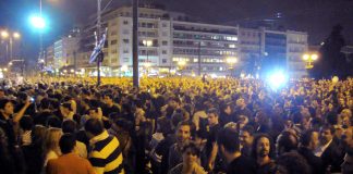 The Friday night occupation of the Vouli (parliament) square in Athens